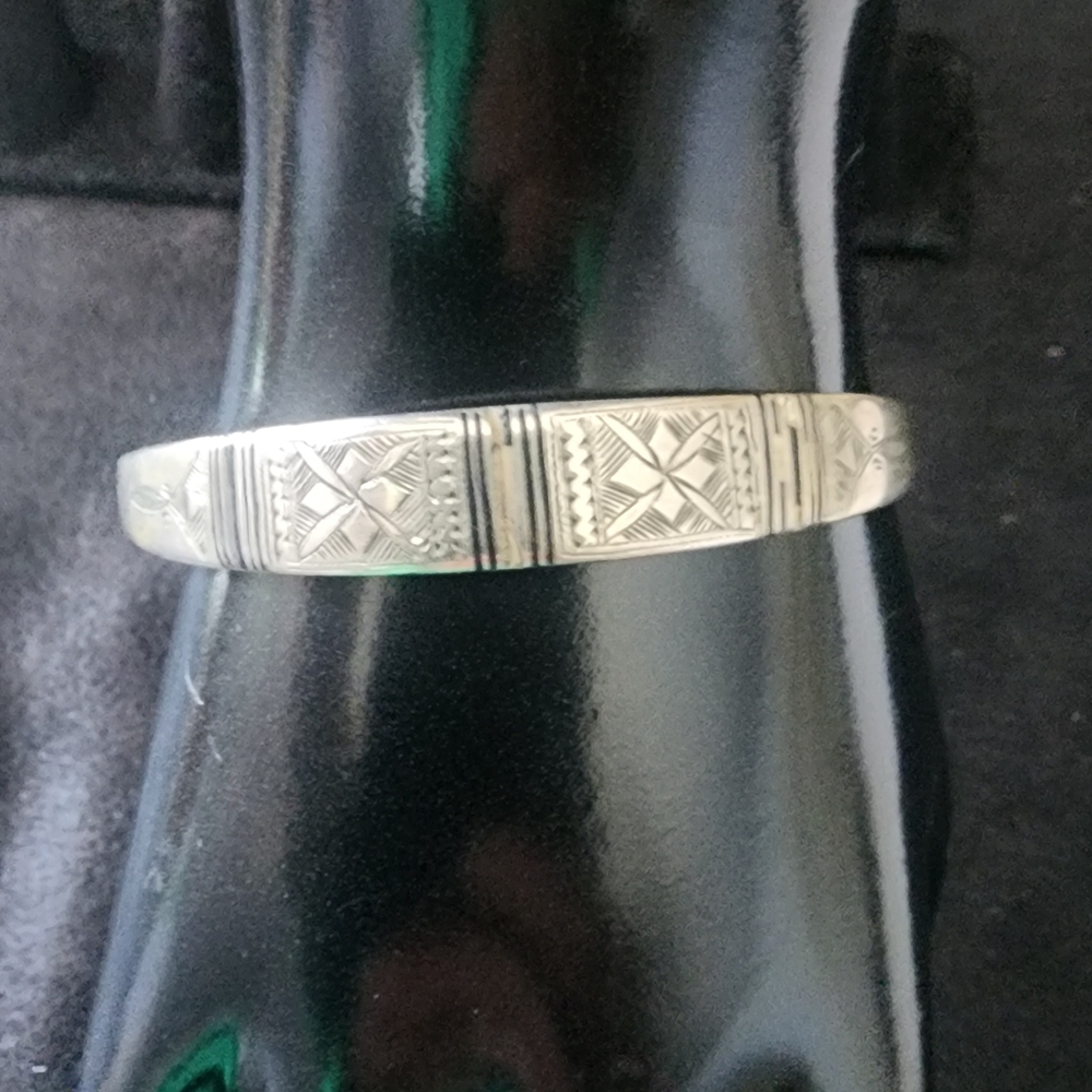 Tribal Engraved Silver Mixed Metal Tuareg Cuff Bracelet Fine Jewelry